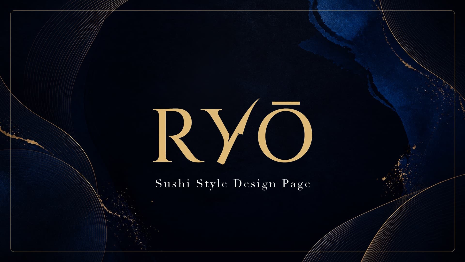 Portada azul y dorada del proyecto RYŌ Sushi Page